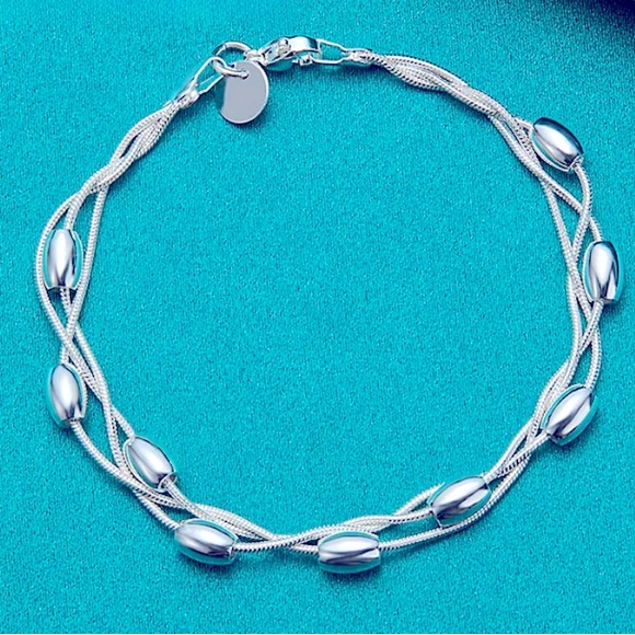 925 Sterling Silver 8 inch multi layer Bracelet - Picture 2 of 3